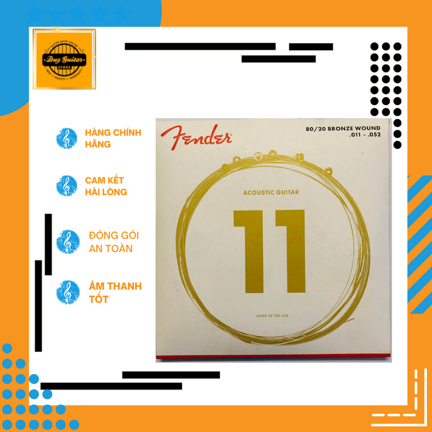 Dây đàn guitar acoustic Fender 70CL 80/20 BRONZE 11-50 dây chính hãng - Duy Guitar Store