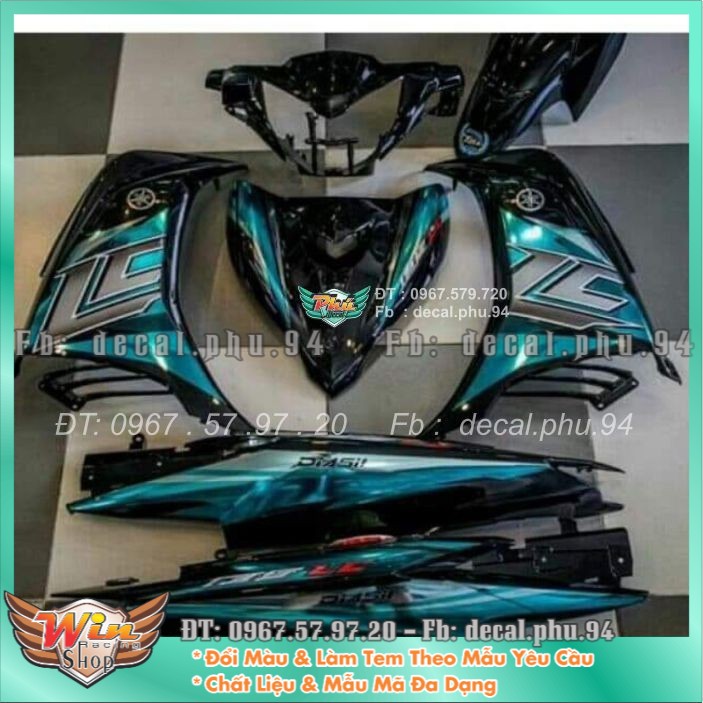 Tem rời Exciter 135 Lc xanh lục bảo , xe đen