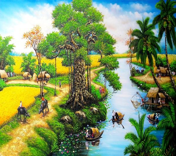 Tranh dán tường VTC Làng quê Việt Nam UD0184 Kim sa