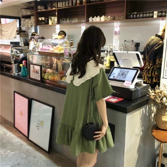 Đầm babydoll cổ trắng 3 màu