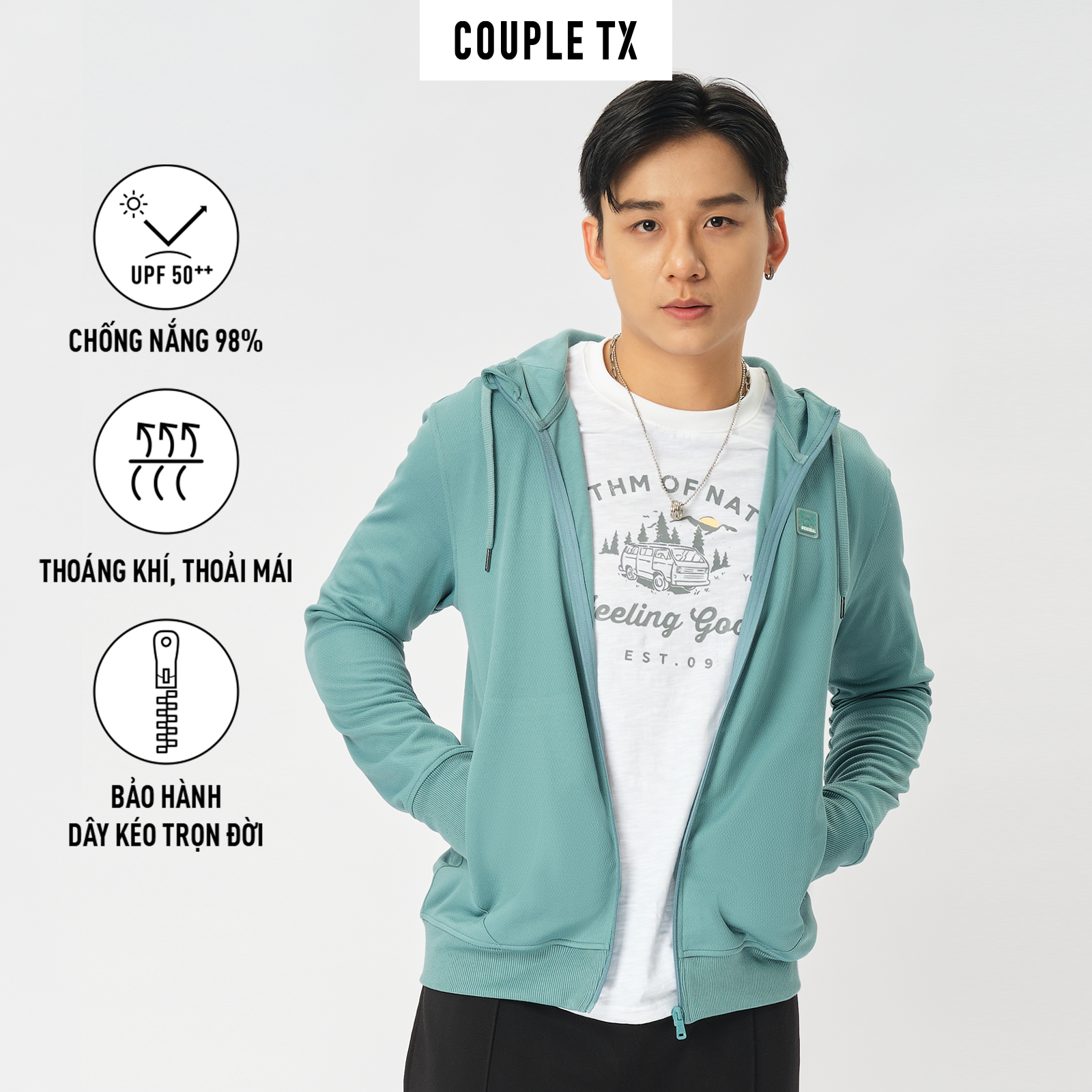 Áo khoác chống nắng nam couple tx - anti uv original có nón mok 1021/mok 1051