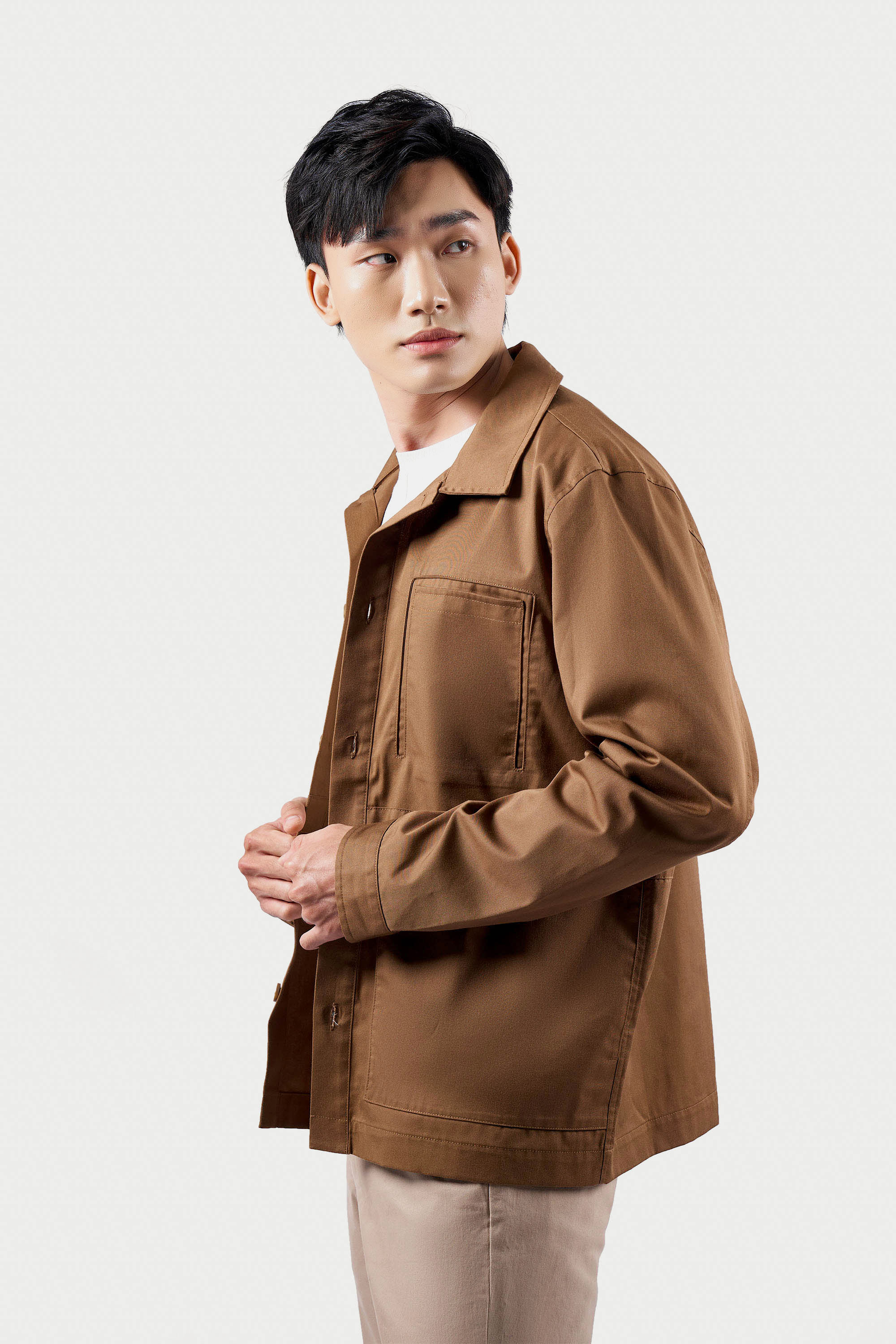 Áo Khoác Nam Tay Dài Trơn Túi Oversize Form Regular - Routine 10F22JAC008