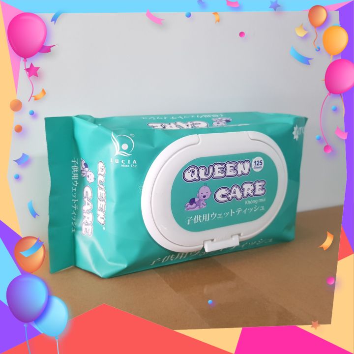 [HCM]KHĂN GIẤY ƯỚT QUEEN CARE 125 TỜ - ( KHÔNG MÙI)