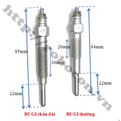 BUGI SẤY 12V LỌAI CHÂN DÀI CÔNG SUẤT CAO