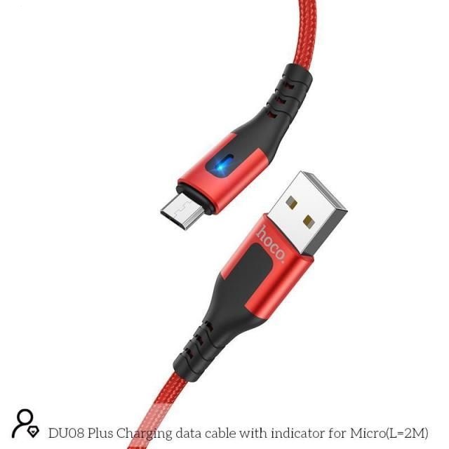 Cáp sạc nhanh Hoco DU08 dây dù báo đèn 2m