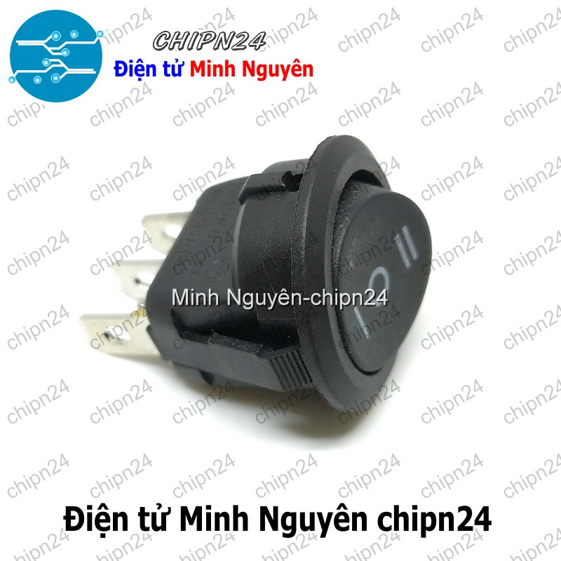 [2 cái] (F98.5) Công tắc Tròn Dẹp 20MM Đen 3 Chân 3 Vị Trí (6A 250VAC) (CTTD3C) - HH004164