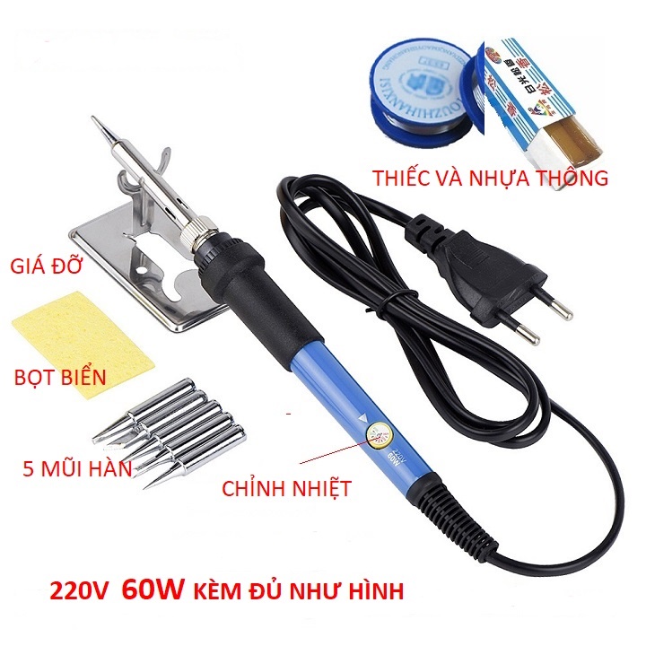 Mỏ hàn chì - Mỏ hàn thiếc 60w kèm 5 món phụ kiện