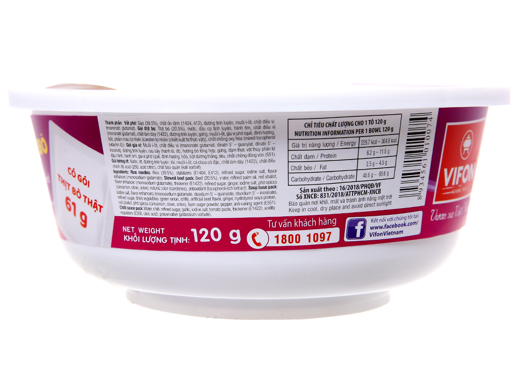 [Siêu thị WinMart] - Phở thịt Bò Vifon bát 120g