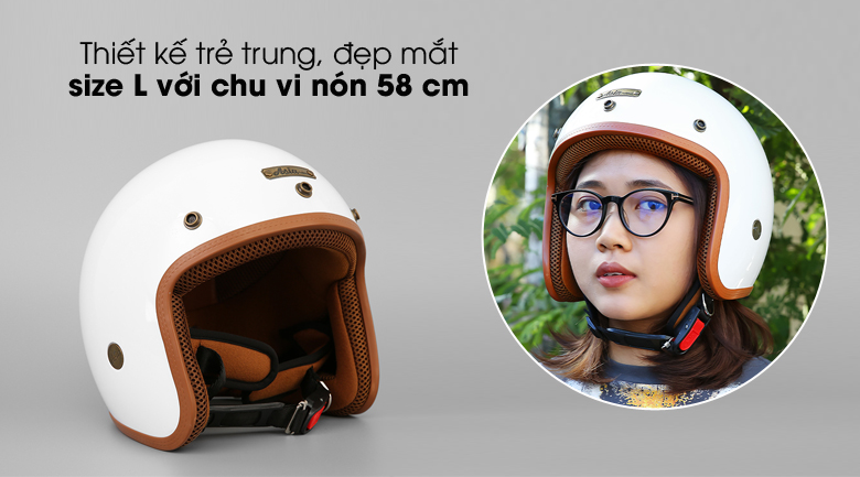[HCM]Mũ bảo hiểm 3/4 size L AsiHBM031