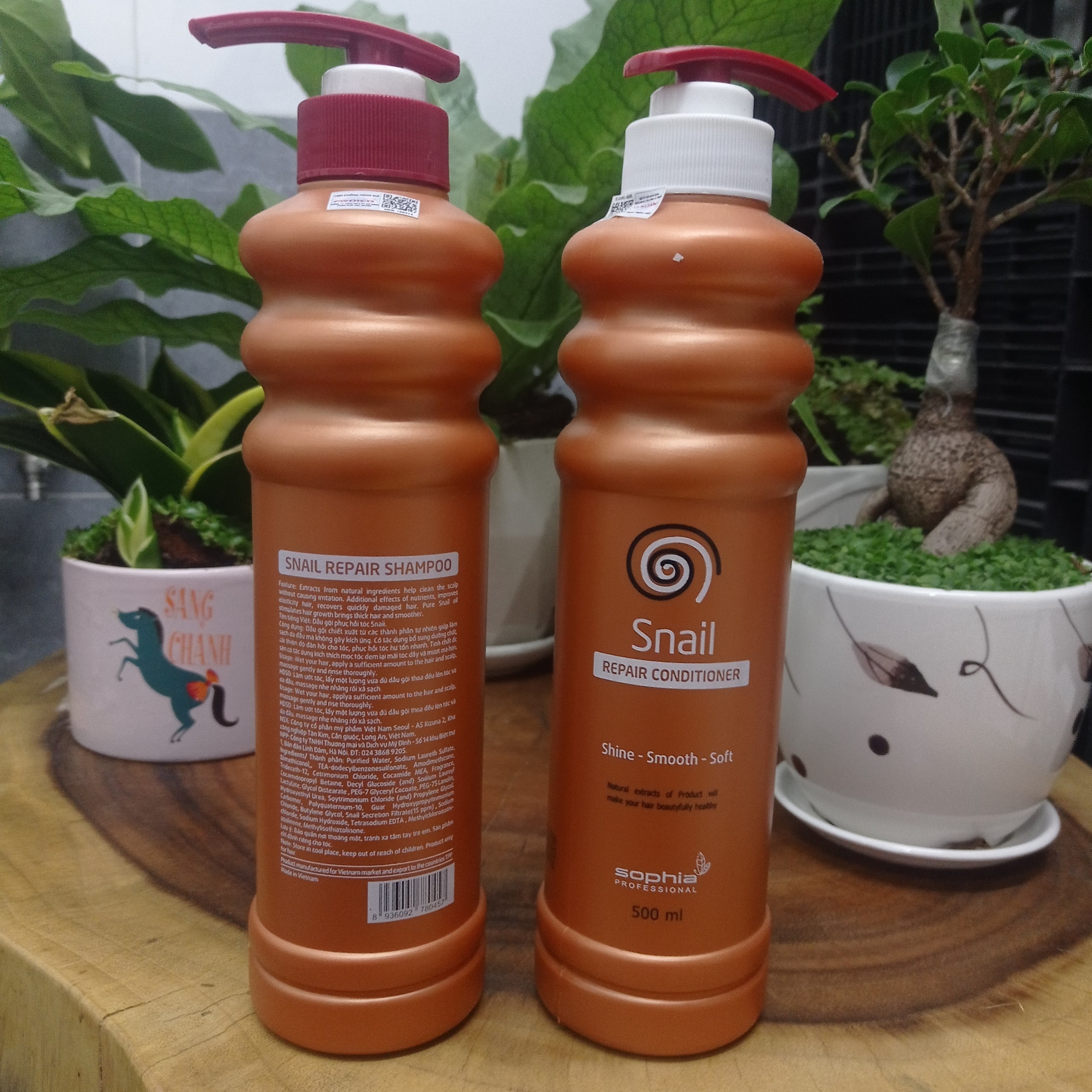 [HCM]Gội xả phục hồi tóc Snail Sophia Professional 500mlx2