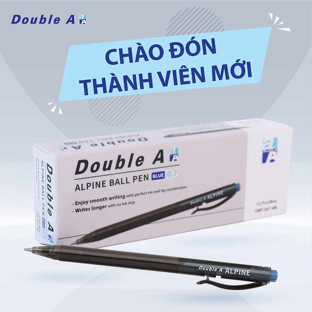 Bút bi bấm 0.7mm Alpine Double A DBP-507-BB