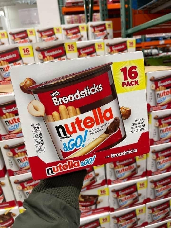 Date 03/26  Thùng 16 Hộp Bánh Que Chấm Nutella Mỹ 52g x 16
