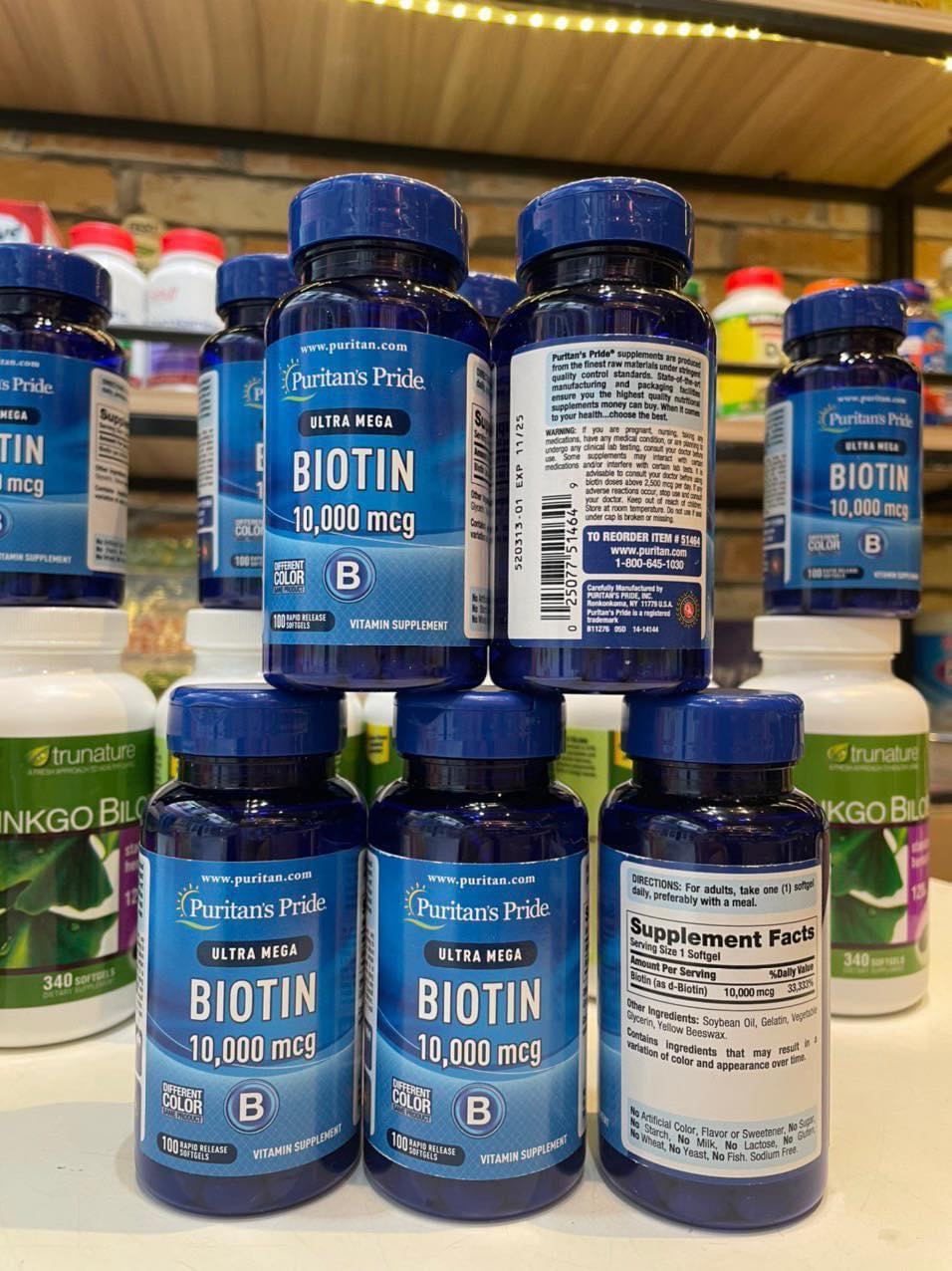 Viên uống puritan's pride biotin 10000mcg hỗ trợ giảm rụng tóc, mọc tóc mới, kiềm dầu da
