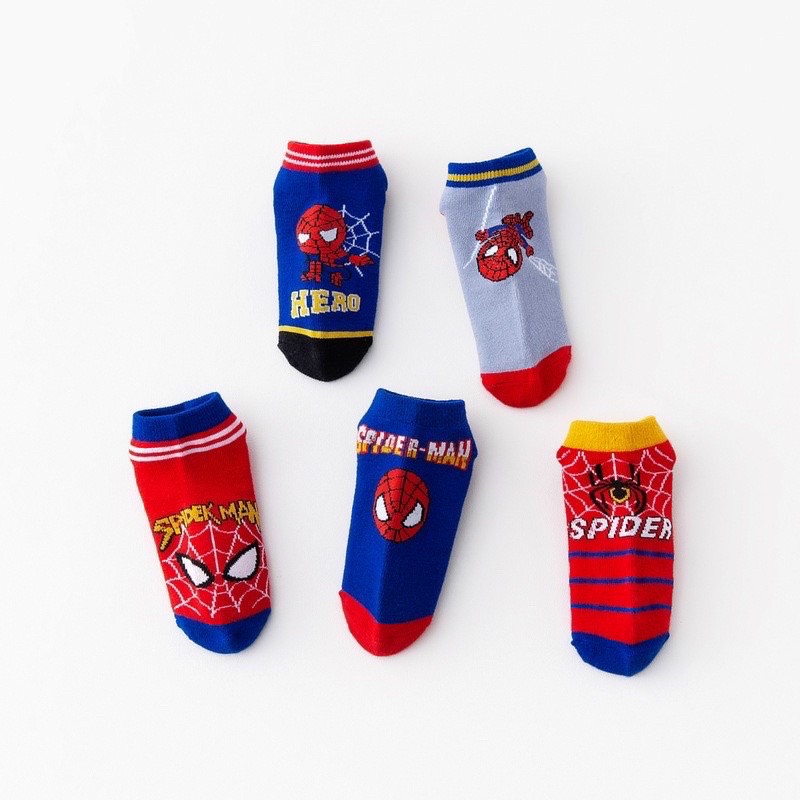 Set 5 đôi tất hoạt hình siêu nhân cho bé trai