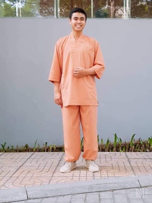 Đồ Lam đi chùa nam kiểu Thiền, quần túm ống, vải kate Nhật