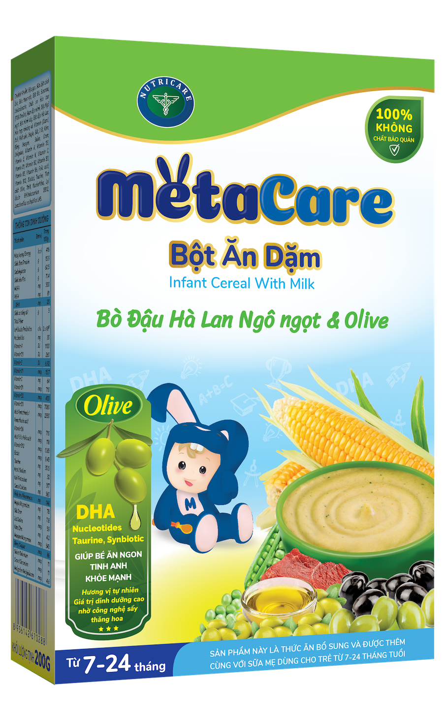 Bột ăn dặm Metacare - Bò đậu hà lan ngô ngọt & Olive 200g
