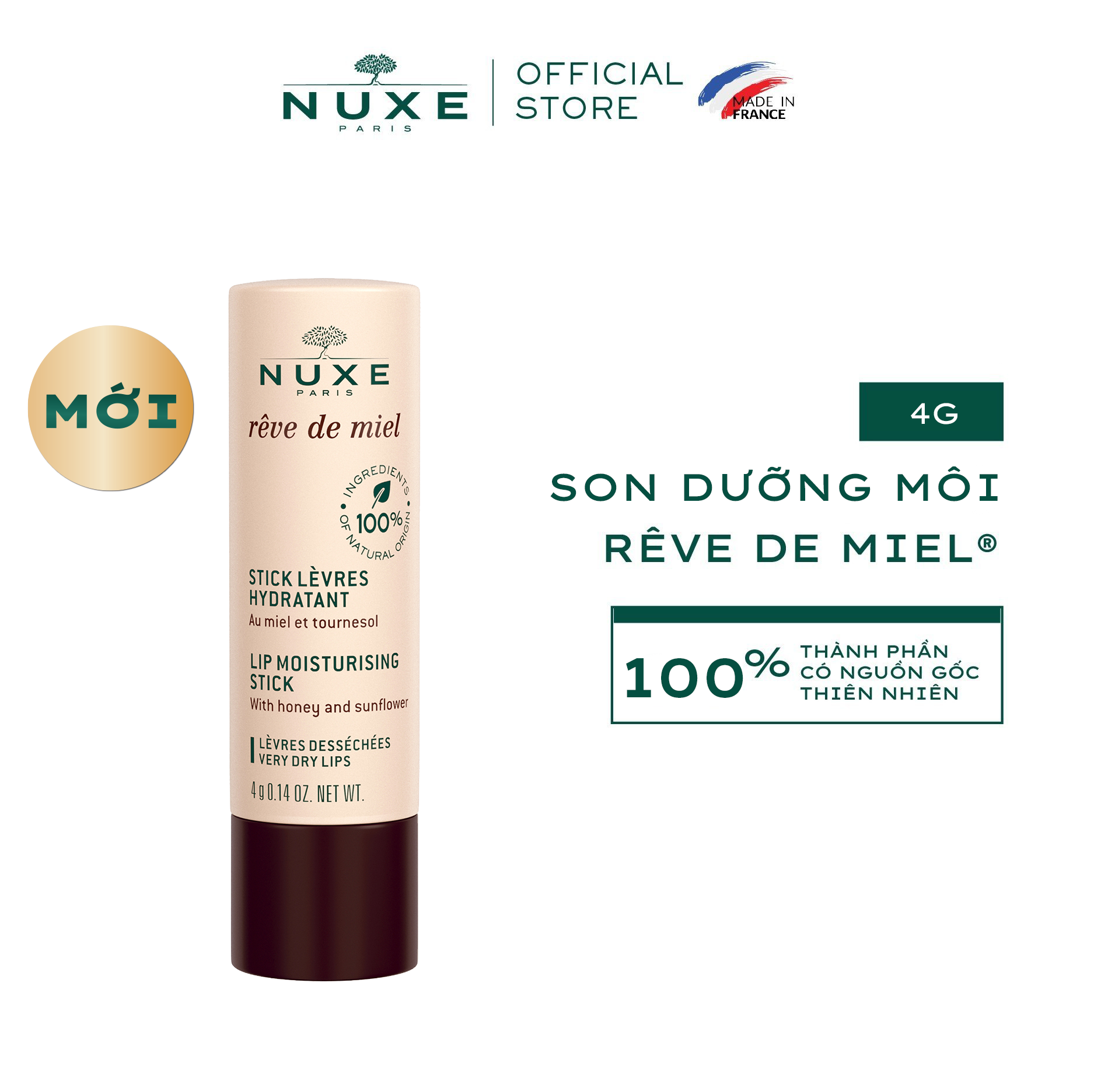 [DATE 4/2027] Son Dưỡng Môi Reve de Miel 4g