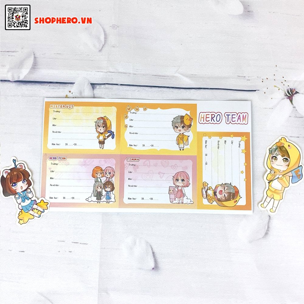 Sét 30 nhãn vở Hero Team