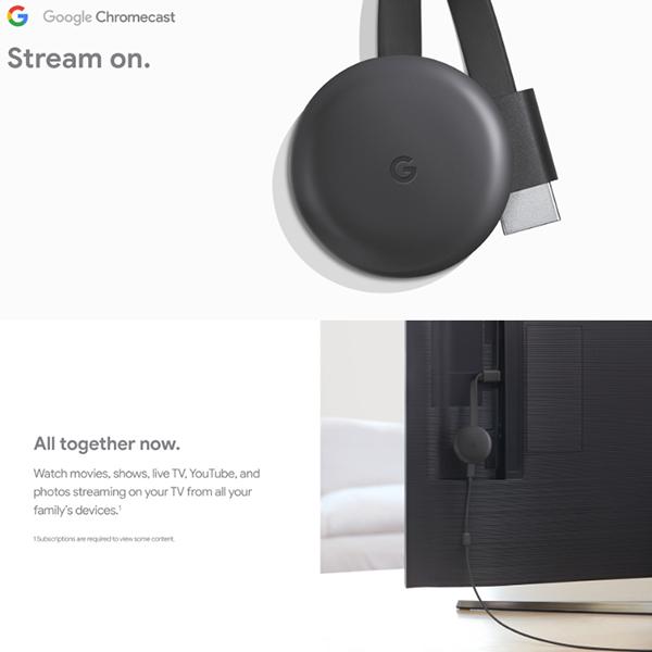 Thiết bị TV streaming Google Chromecast 3 - Thế hệ mới 2018