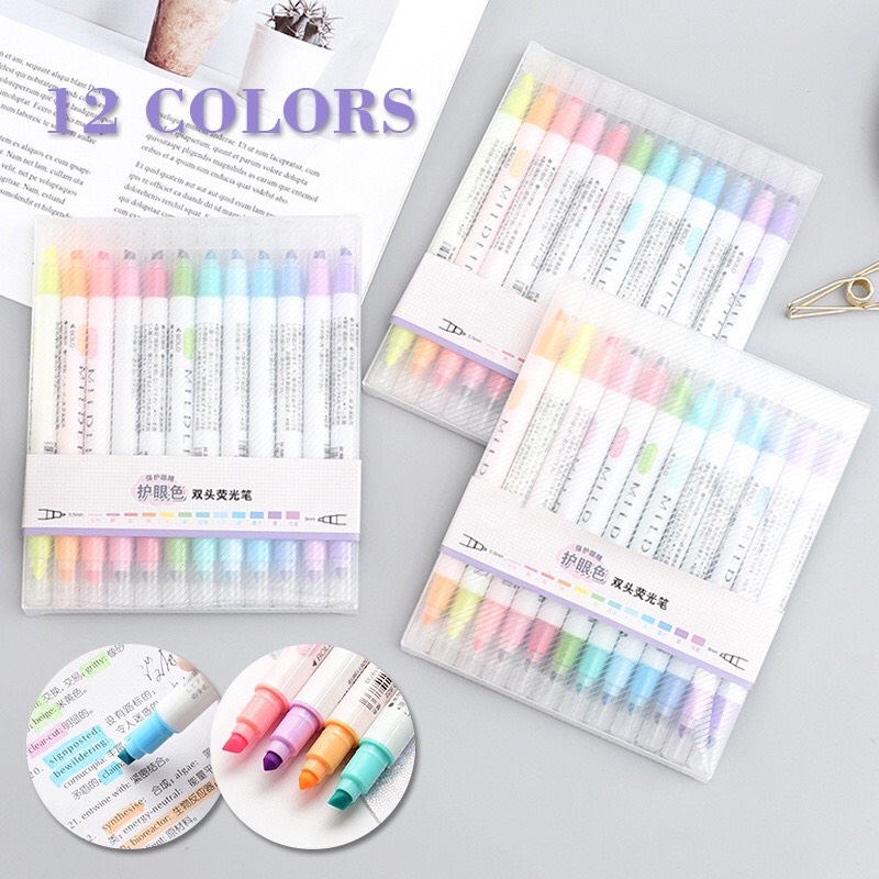 Set 12 bút dạ 2 đầu milkliner siêu xịn