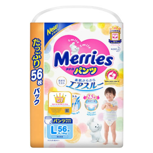 Tã quần Merries Jumbo L56 (Cho bé 9-14kg)