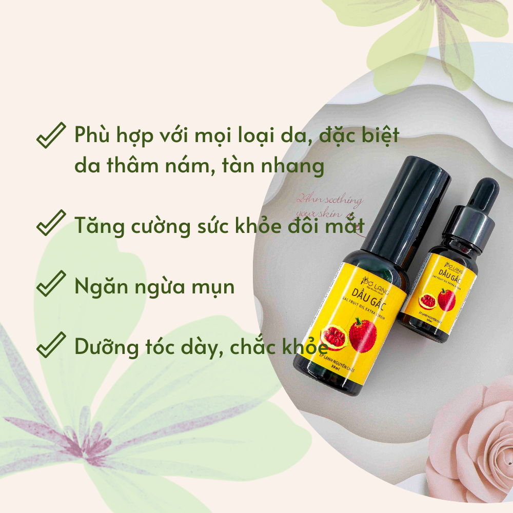 Dầu gấc giảm thâm nám Pơ Lang 30ml (100% Thiên nhiên - Ép lạnh nguyên chất từ màng đỏ quả gấc)