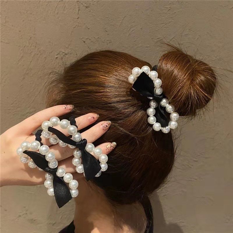 [HCM]Cột tóc Bell Mew nơ đính hạt tròn phong cách đồng quê TOC31