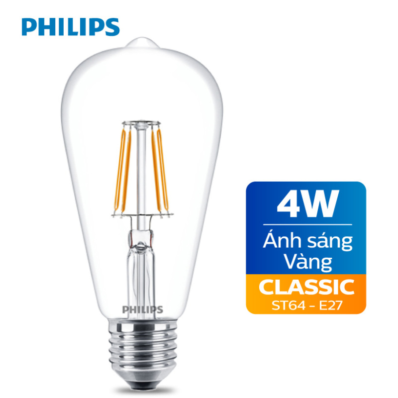 Bóng đèn Philips LED Classic 4W 2700K E27 ST64 - Ánh sáng vàng