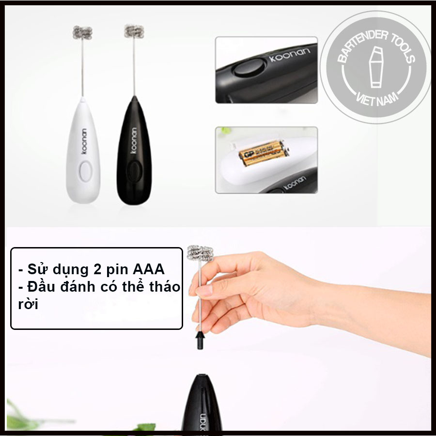 Máy đánh bọt 3 lò xo Koonan ( pin AAA)