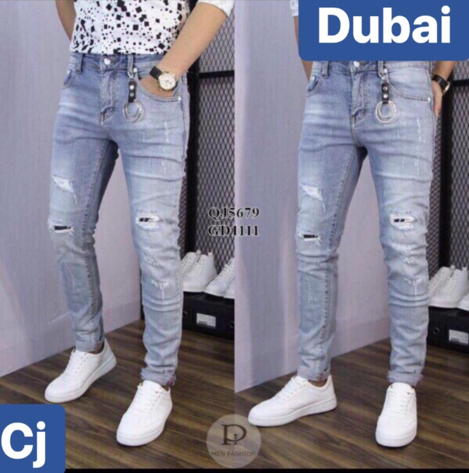 QUẦN JEAN NAM CHẤT BÒ XANH RÁCH CÁ TÍNH BD-5679 HOT TREND 2022 CAO CẤP - DUBAI FASHION