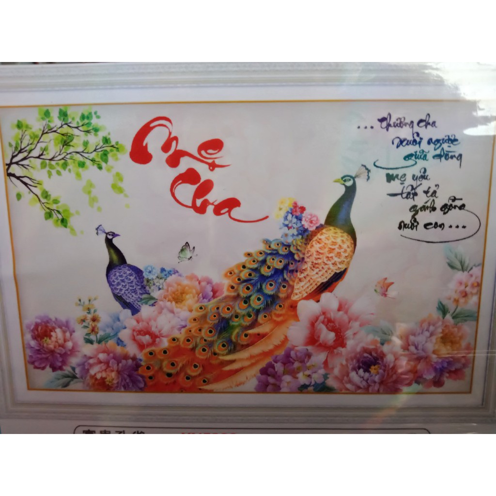 [HCM]Tranh đính đá Cha Mẹ - Khổng Tước YN5392