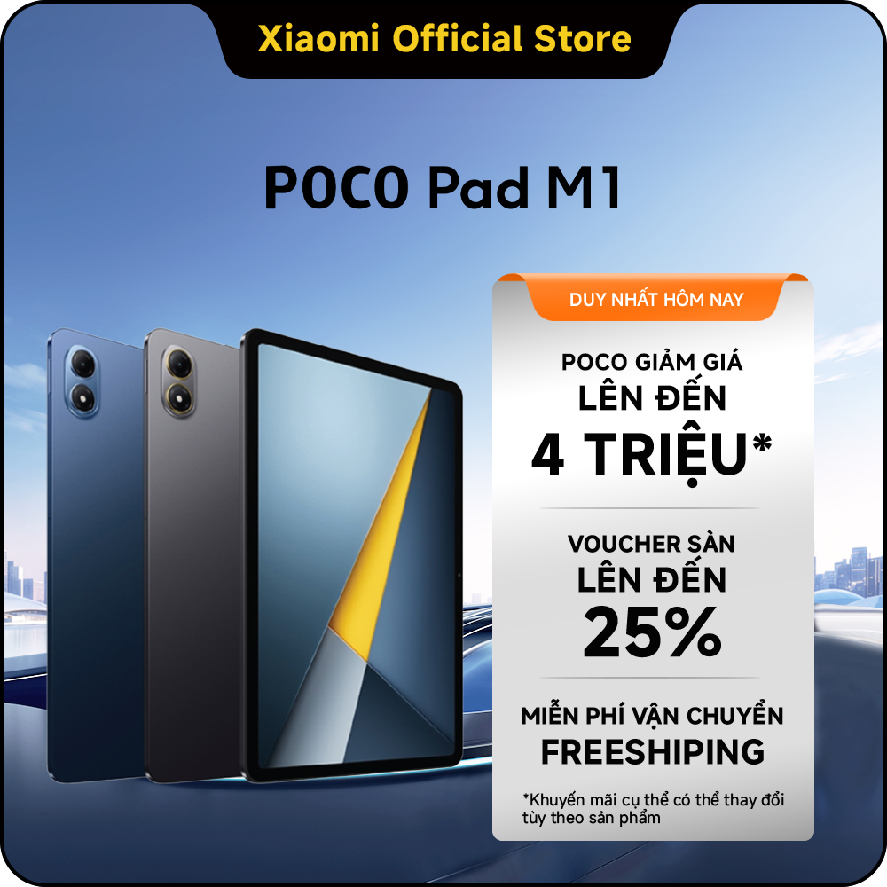 Máy tính bảng POCO Pad M1 | 8GB+256GB, màn hình 12.1” 120Hz 2.5K, pin khủng 12000mAh, Snapdragon® 7s Gen 4, hỗ trợ sạc ngược 27W
