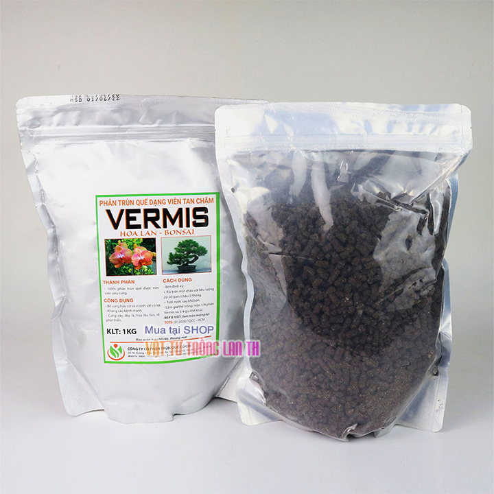 Phân Trùn Quế VERMIS tan chậm dùng cho phong lan – gói 1kg