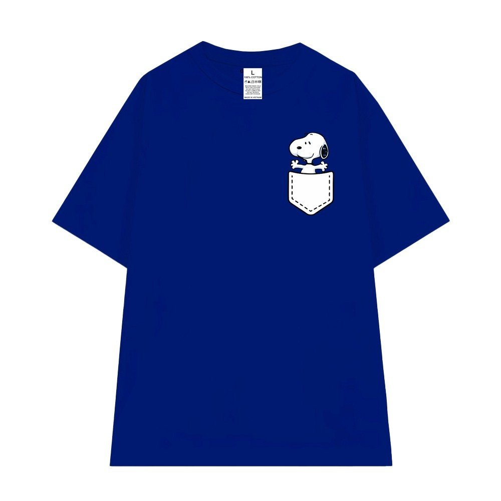 Áo thun hykorea basic cotton 100% nam nữ form oversized logo snoopy 1304