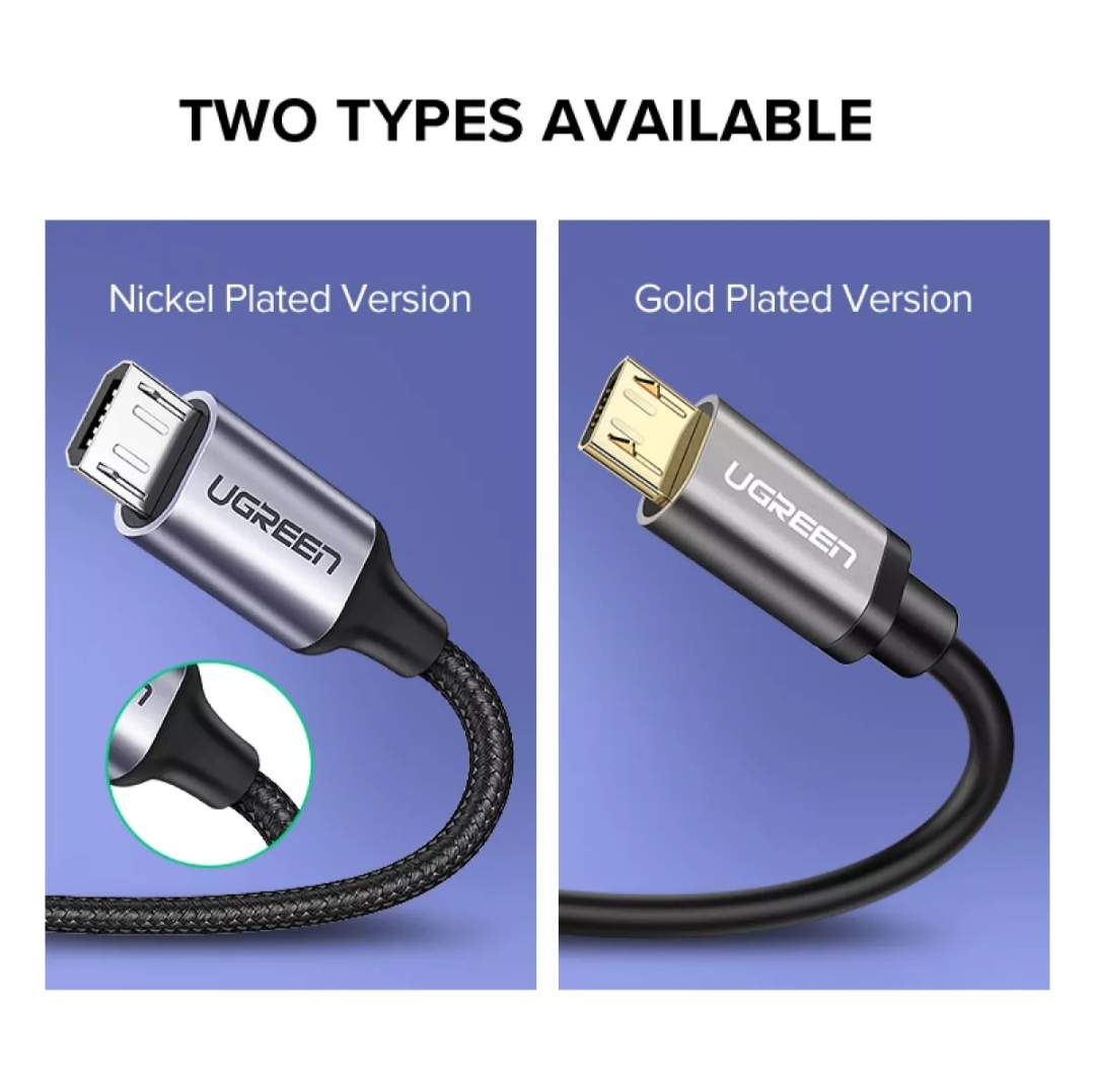 Cáp sạc nhanh Micro USB 3.0A Ugreen US290 vỏ sợi bện siêu bền