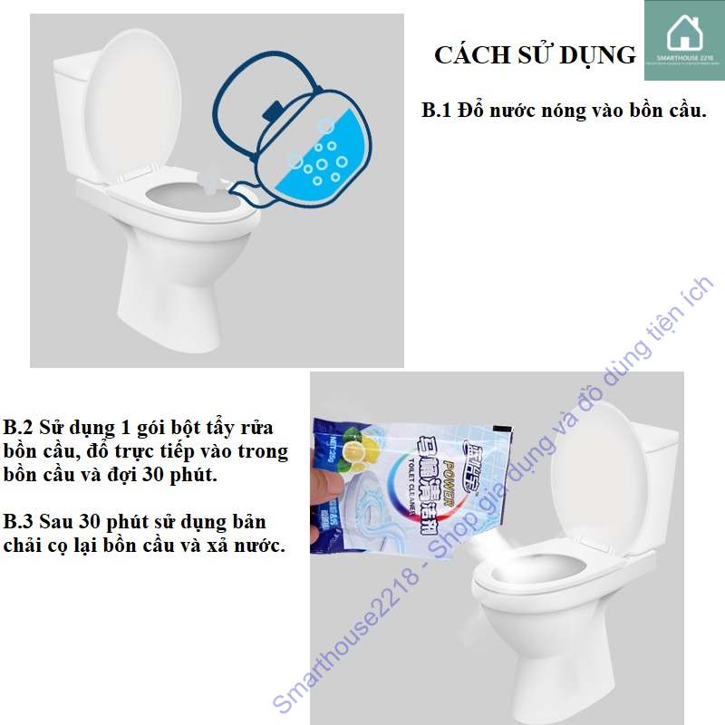Bột thông tắc tẩy rửa bồn cầu đa năng