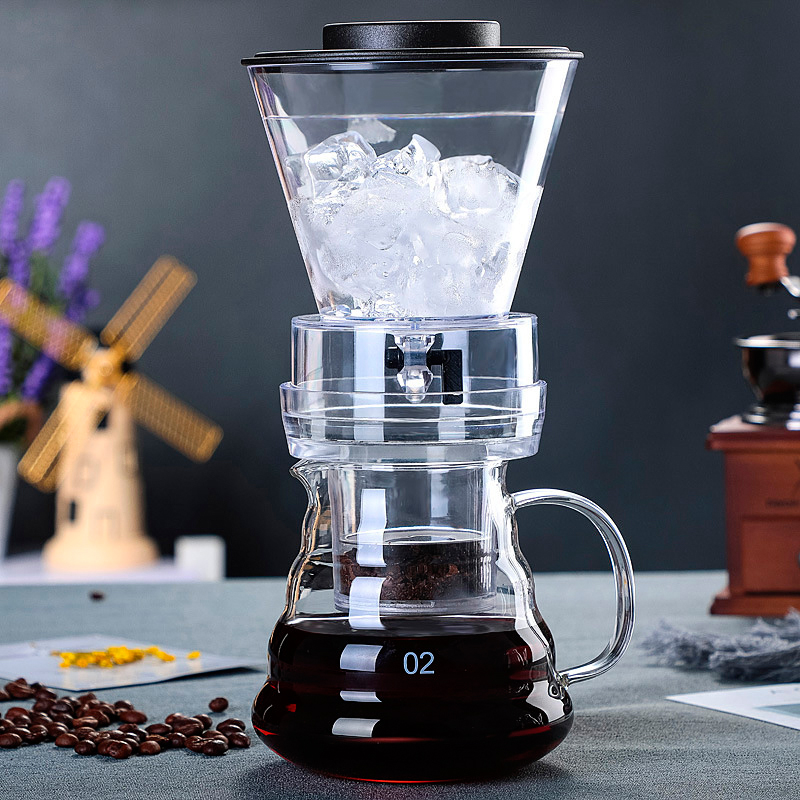 Dụng cụ pha cà phê bằng đá lạnh kèm bình thủy tinh đựng cà phê cao cấp