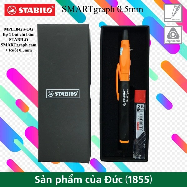 Bộ 1 cây bút chì bấm stabilo smartgraph 0.5mm + ruột chì pc3205r12-2b
