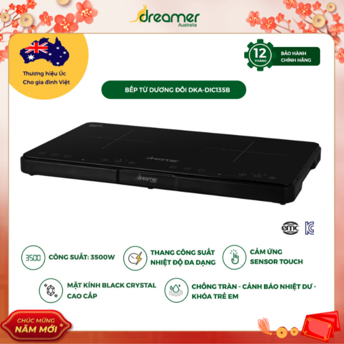 BẾP TỪ DƯƠNG ĐÔI DREAMER DKA-DIC135B ( Đen ) - DKA-DIC135G ( Xám )