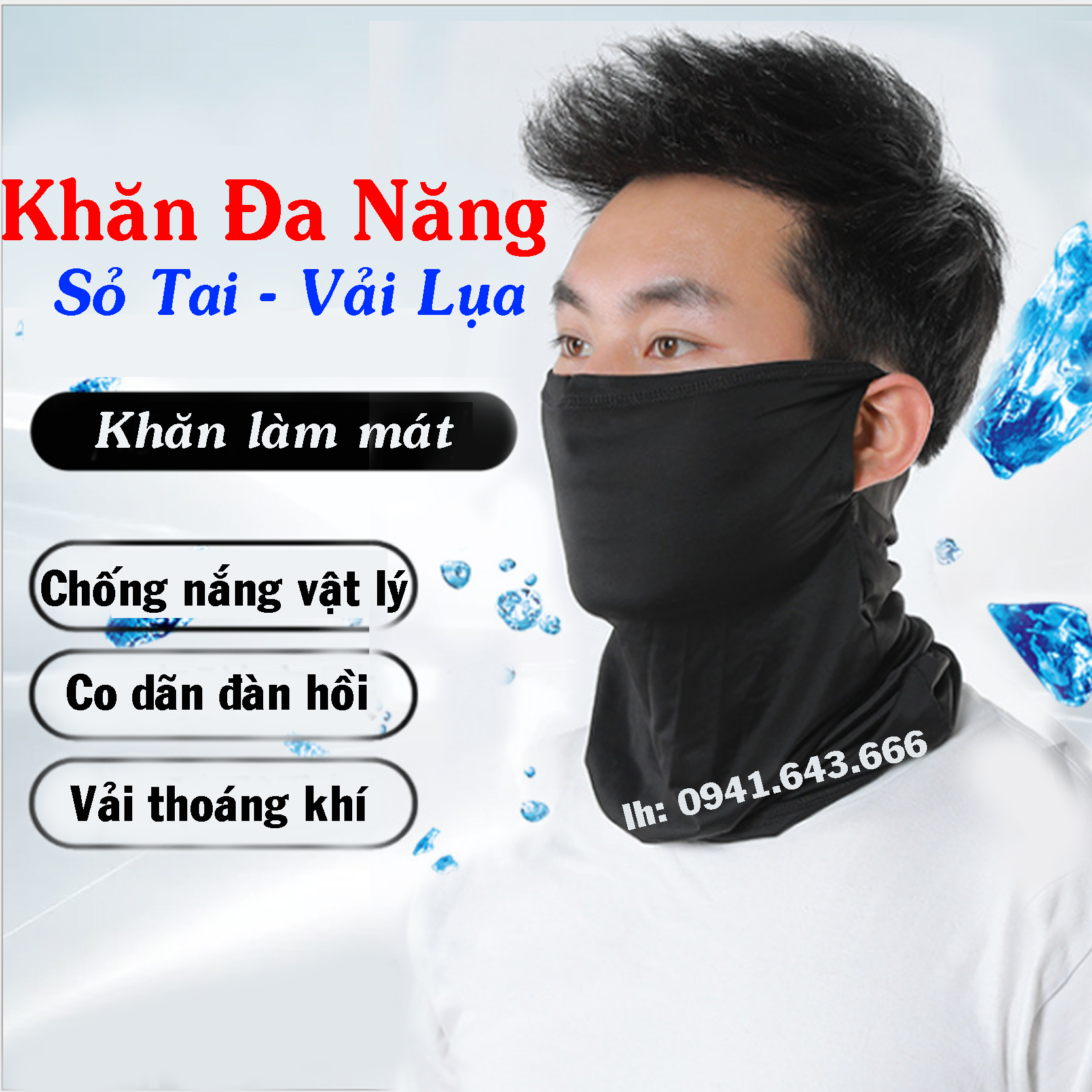 [HCM]Khăn đa năng vải lụa mát lạnh cao cấp Có lỗ sỏ tai