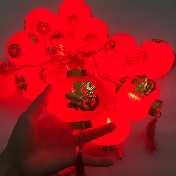 [HCM] wire red lantern decorative braid-wire long 5m (8x8cm)