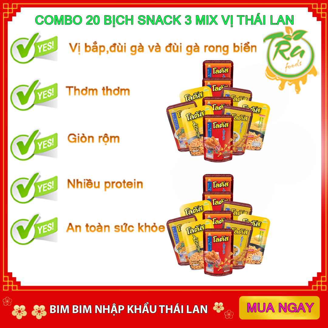 HCMcombo 20 Snack Thái Lan Bim bim đùi gà vị rong biển và tăm vị bắp thơm