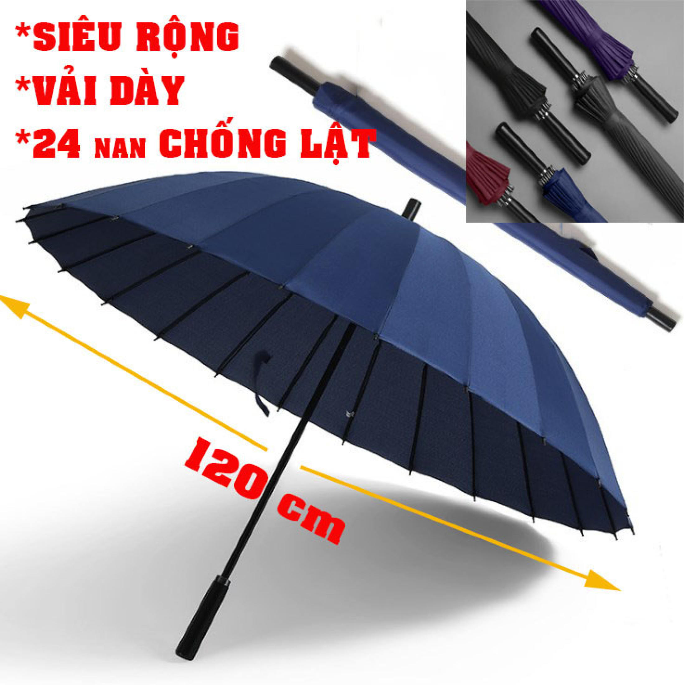 [SIÊU SALE ] Dù Đi Mưa Cỡ Lớn 24 Nan, ô dù cán dài, ô dù che mưa, Phong Cách Nhật Bản, Thiết Kế 24 Khung Nan Thép Chắc Chắn Chống Lật, Vải Dù Chống Nước Chống Tia UV Cáp Làm Bằng Thép Chống Gỉ ( BẢO HÀNH 12 THÁNG )