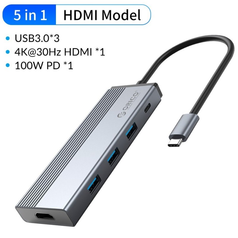 Bảng giá Bộ chuyển đổi hub 8 trong 1 Vention type C to USB3.0 HDMI PD RJ45 SD TF card 8 in 1 Phong Vũ