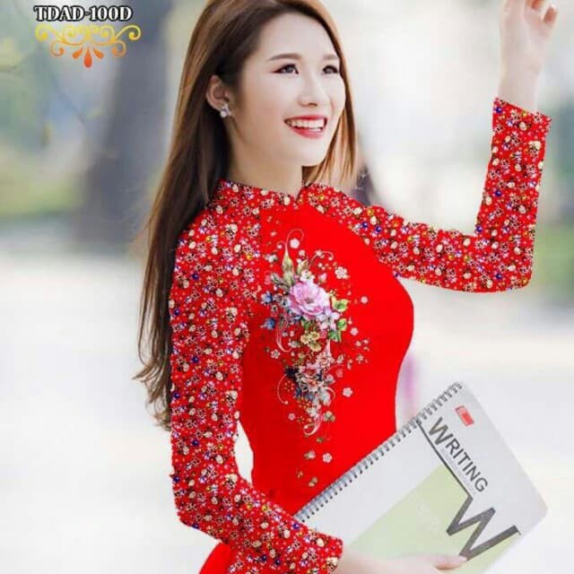 SET Áo Dài May Sẵn (Cổ 2P TAY DÀI) KÈM QUẦN