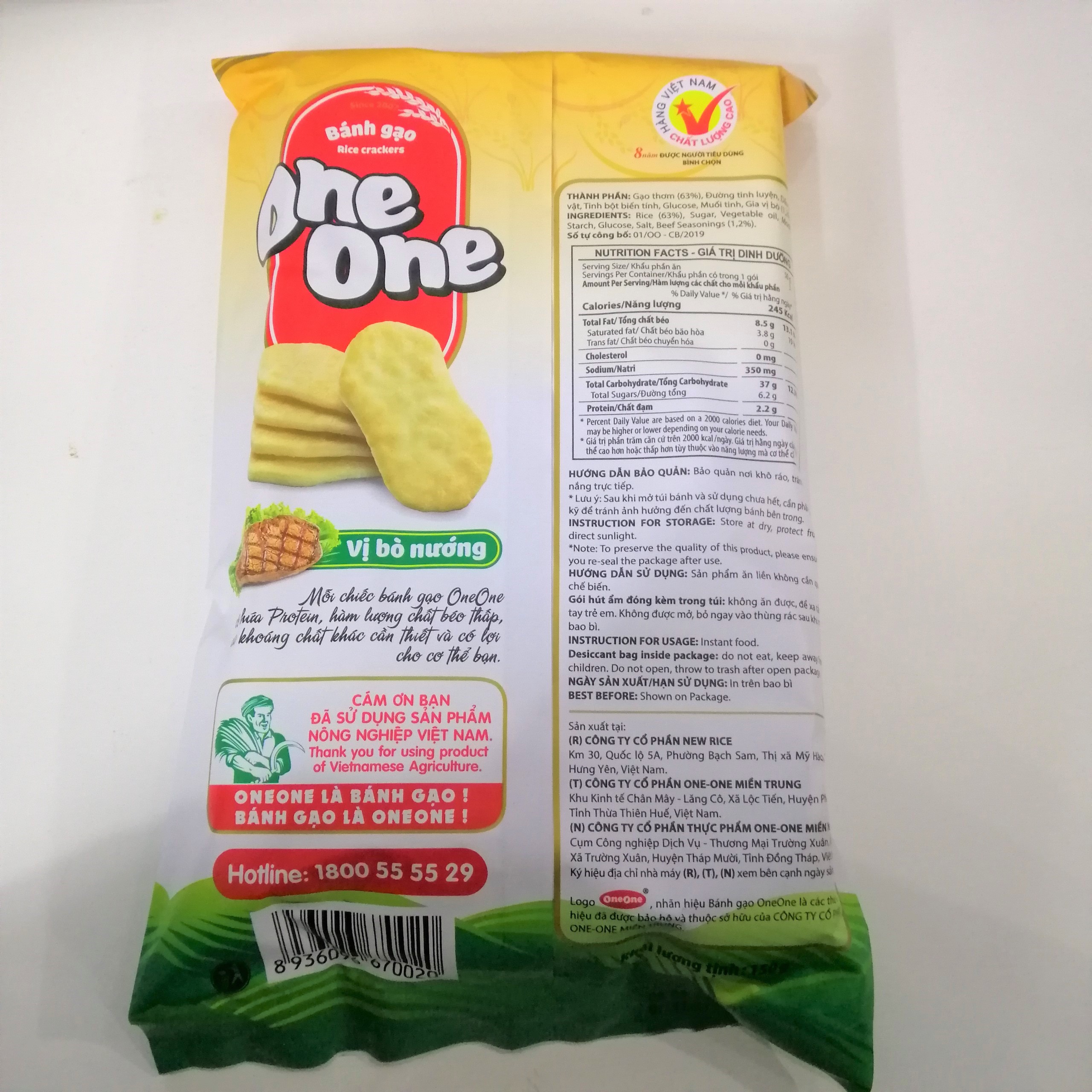 Bánh Gạo One One Vị Bò Nướng (Gói 150g) (Giảm 20K ship cho đơn từ 49K)