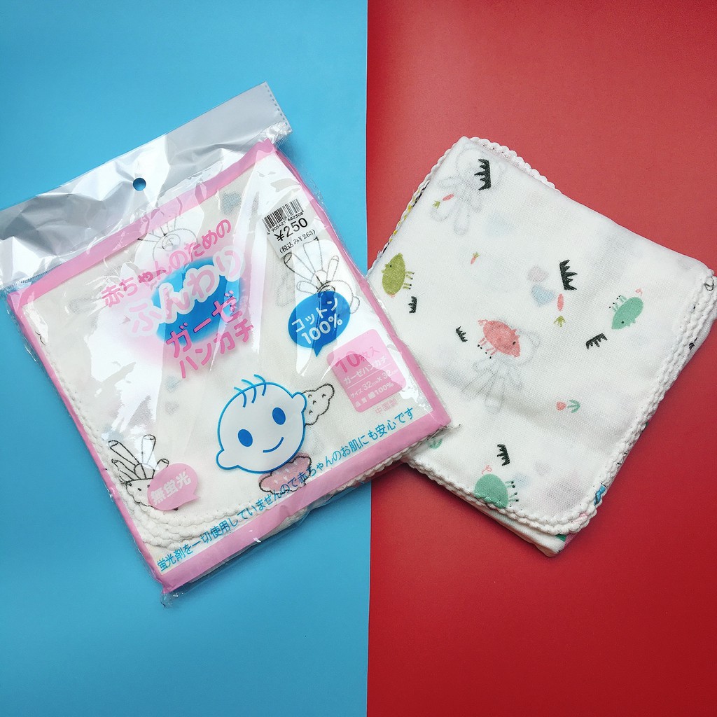Khăn Sữa In Hình Xuất Nhật (Gói 10 Khăn)