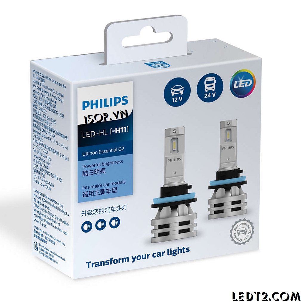 [LEDT2 ISOP] Đèn pha LED Philips Ultinon Essential Gen 2, Gen 3 Pro3021, Gen 4 U2500 [Bảo hành 1 năm]