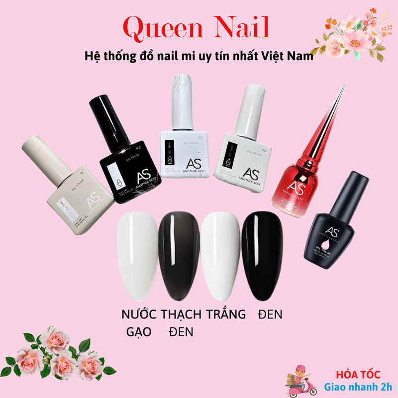 Sơn gel AS chính hãng ( ĐEN - TRẮNG - NƯỚC GẠO - THẠCH ĐEN ) dung lượng 15ml