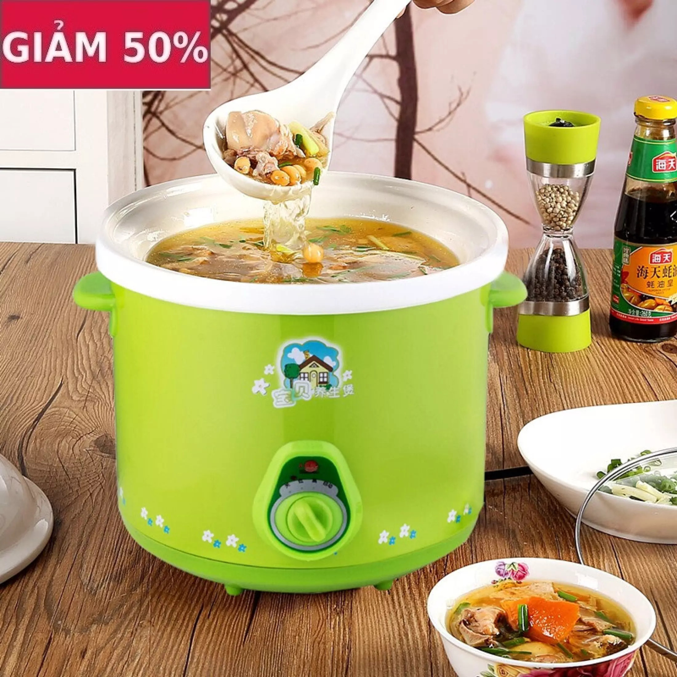 Nồi nấu cháo cho bé cao cấp chính hãng - nồi hầm chậm đa năng nồi nấu cháo, ninh xương, kho cá , ... nhanh chóng ,dung tích 1,5l tiện ích